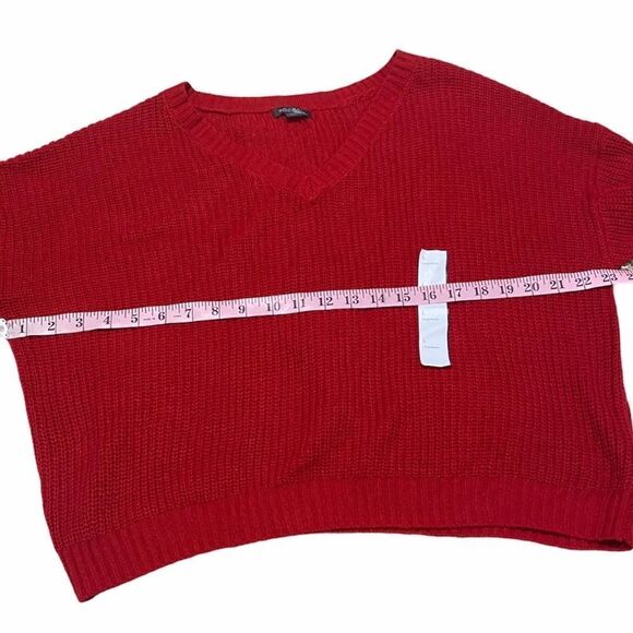 Wild Fable Sweater Cropped Knit‎ Long Sleeve V-Neck Pullover Red Large - Picture 6 of 13